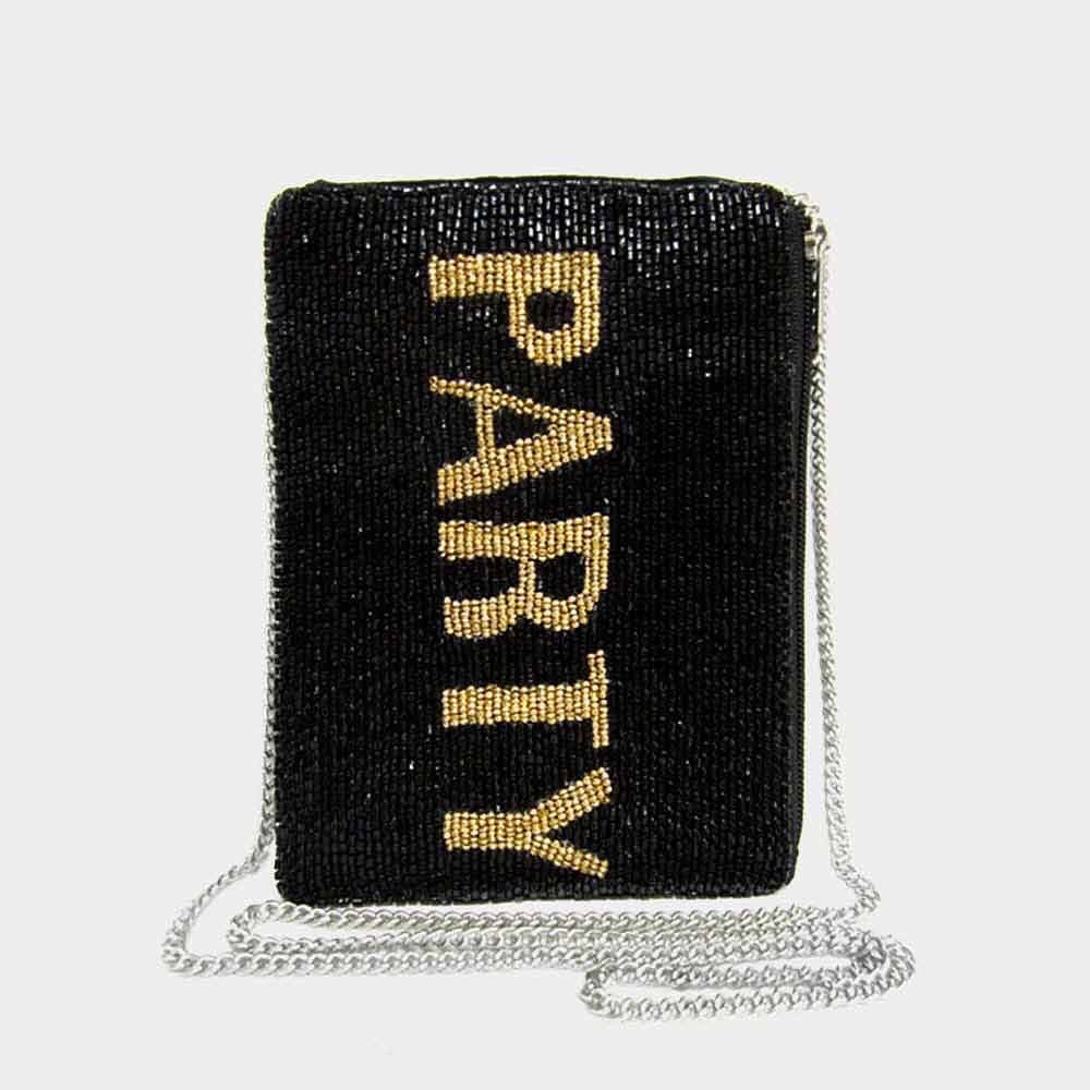Black and gold beat it cross body clutch
